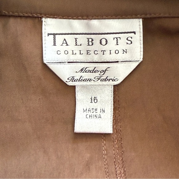 TALBOTS Collection Women Brown Viscose Cotton Field Jacket Button/Pocket Size 16 - Picture 5 of 10